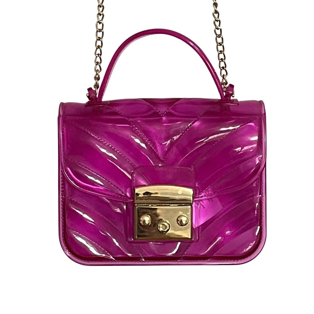 Faux Furla Candie Metropolis Hot Pink Transparent Jelly Cross Body Purse lipglos